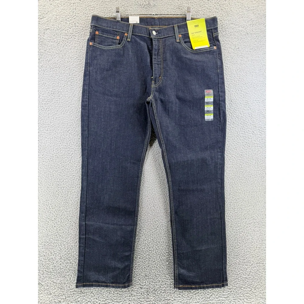 Levis 514 Straight Fit Mens Jeans 38x30 Dark Indigo Blue Performance Stretch New